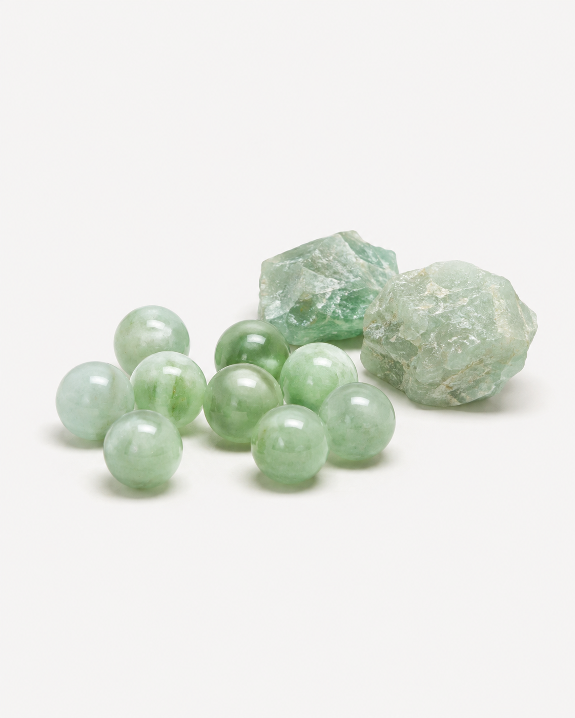 Natural pale green aventurine stones used in the Sunlit Talisman Necklace