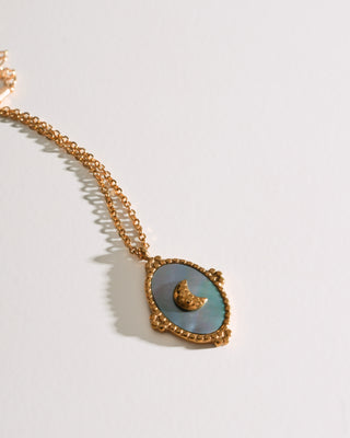 Celestial Mother of Pearl Crescent Moon Pendant Necklace